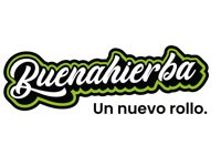 Buenahierba un nuevo rollo Logo de Buenahierba con el texto en tipografía blanca y borde negro con contorno verde, acompañado del eslogan “Un nuevo rollo.” en color negro justo debajo.