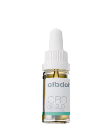 Aceite de CBD Cibdol 20% en frasco pequeño con cuentagotas blanco