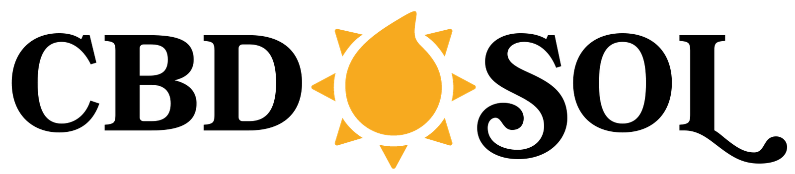 CBDSOL-LOGO Logo de CBDSOL en color negro y naranja con símbolo de sol.