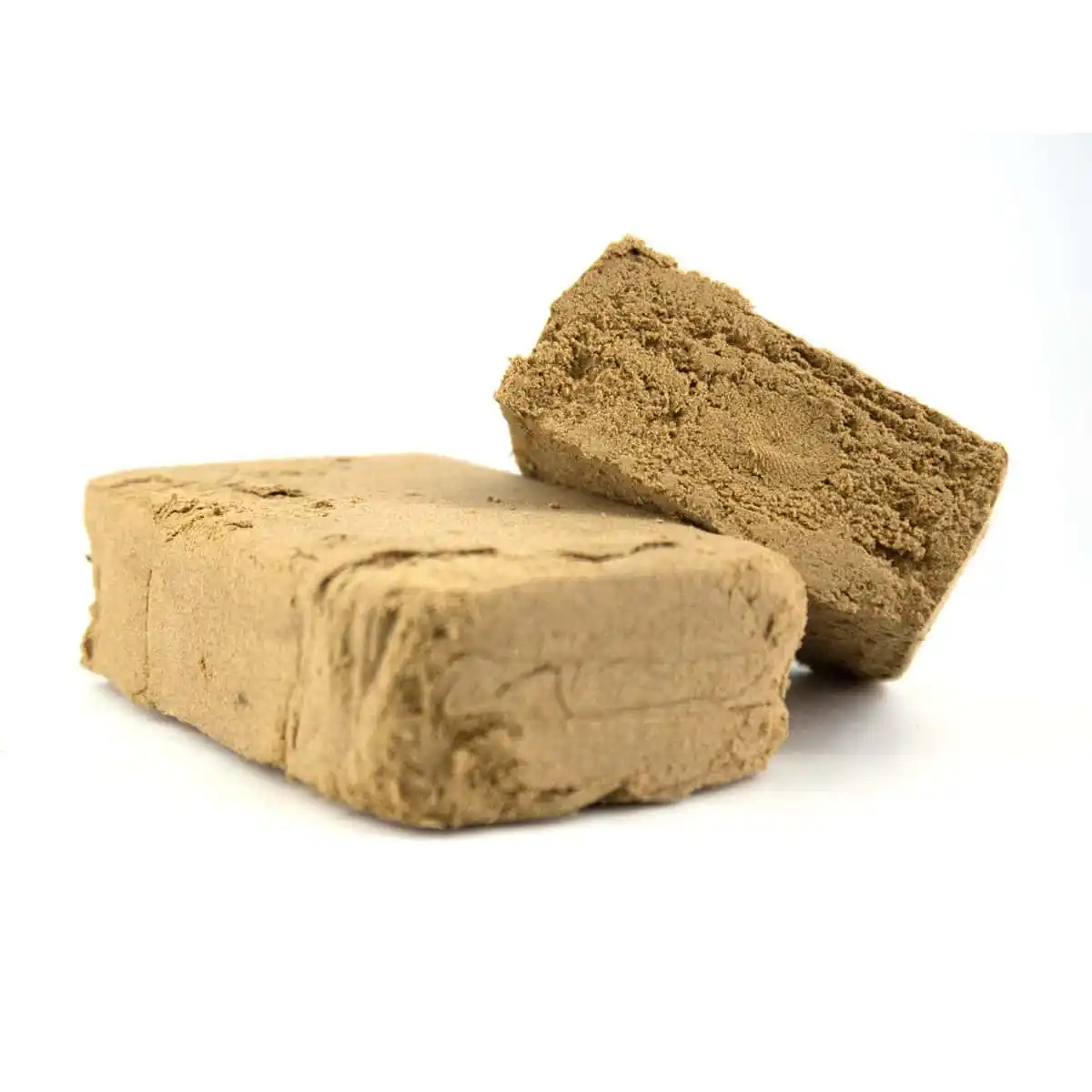 Marrakech Profesor CBD Trozo de resina CBD natural en bruto, de color beige, sobre fondo claro.